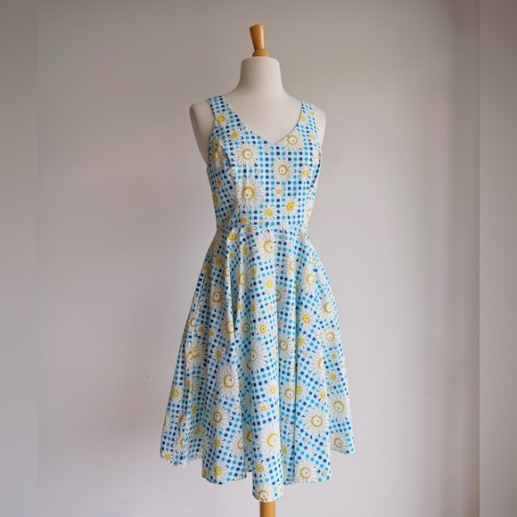 HELL BUNNY Sunshine 50's Rockabilly Pinup Swing Vintage Day Dress Medium - Picture 2 of 8